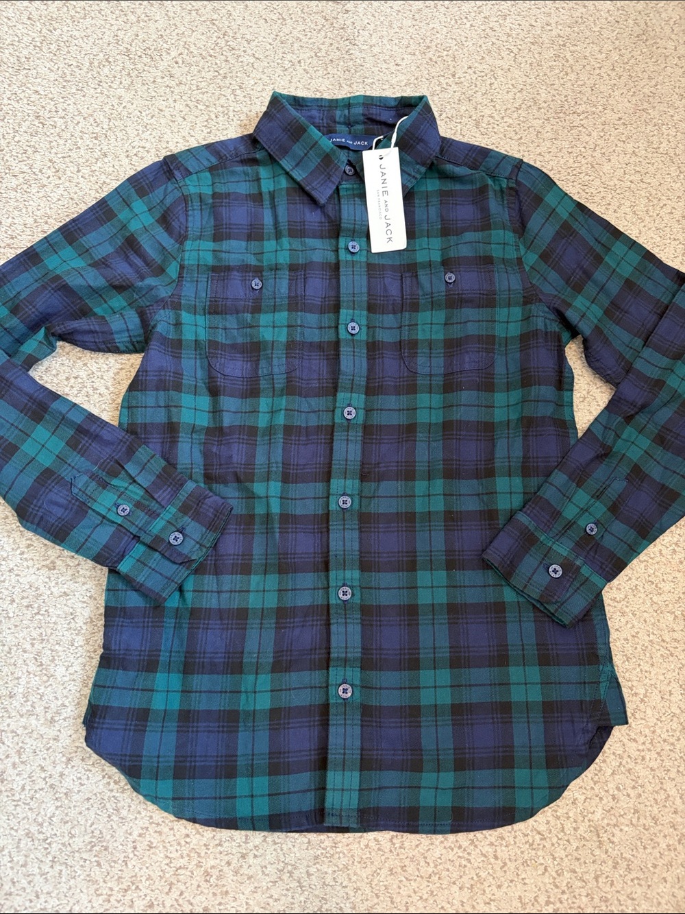 NWT Janie & Jack Blackwatch Plaid Button-Down Shirt, 10 - Picture 1 of 8